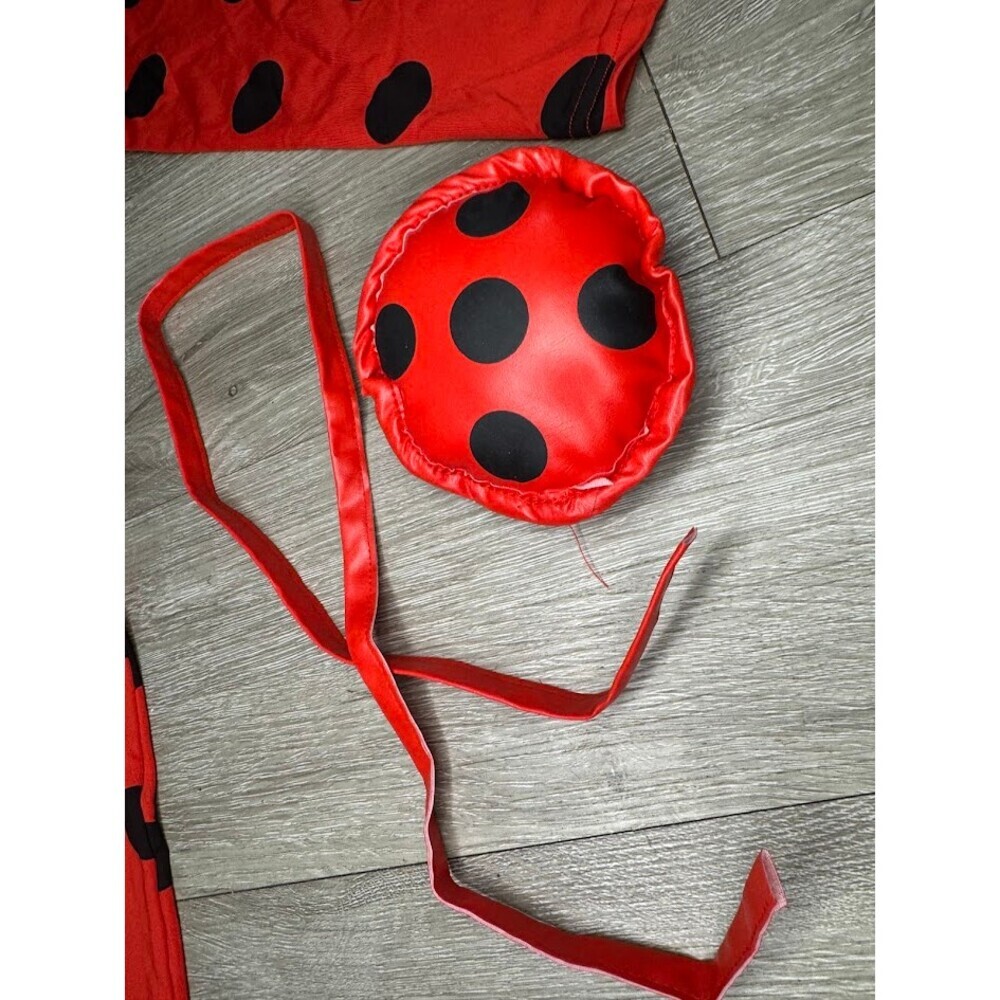 Kids XL Red Polka Dot Costume Full Set Halloween Cosplay Dress Up Outfit - Picture 9 of 12